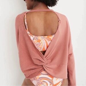 2‎ Pc Aerie Pretty Back Sweatshirt Weekend Skirt Set Sz S/M Terry Knit